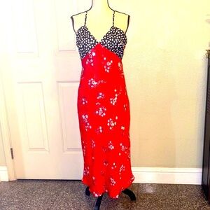 Boohoo Red and Black Floral Dress